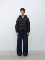 Checked Quilted Hooded Down Jacket