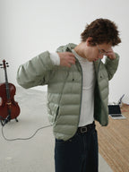 Checked Quilted Hooded Down Jacket
