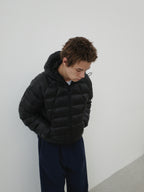 Checked Quilted Hooded Down Jacket