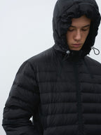 Micro-Check Triple-Zip Quilted Down Jacket