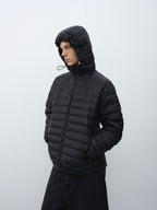 Micro-Check Triple-Zip Quilted Down Jacket