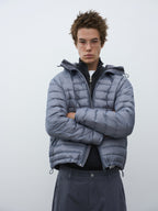 Micro-Check Triple-Zip Quilted Down Jacket