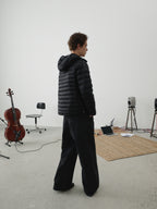 Micro-Check Triple-Zip Quilted Down Jacket