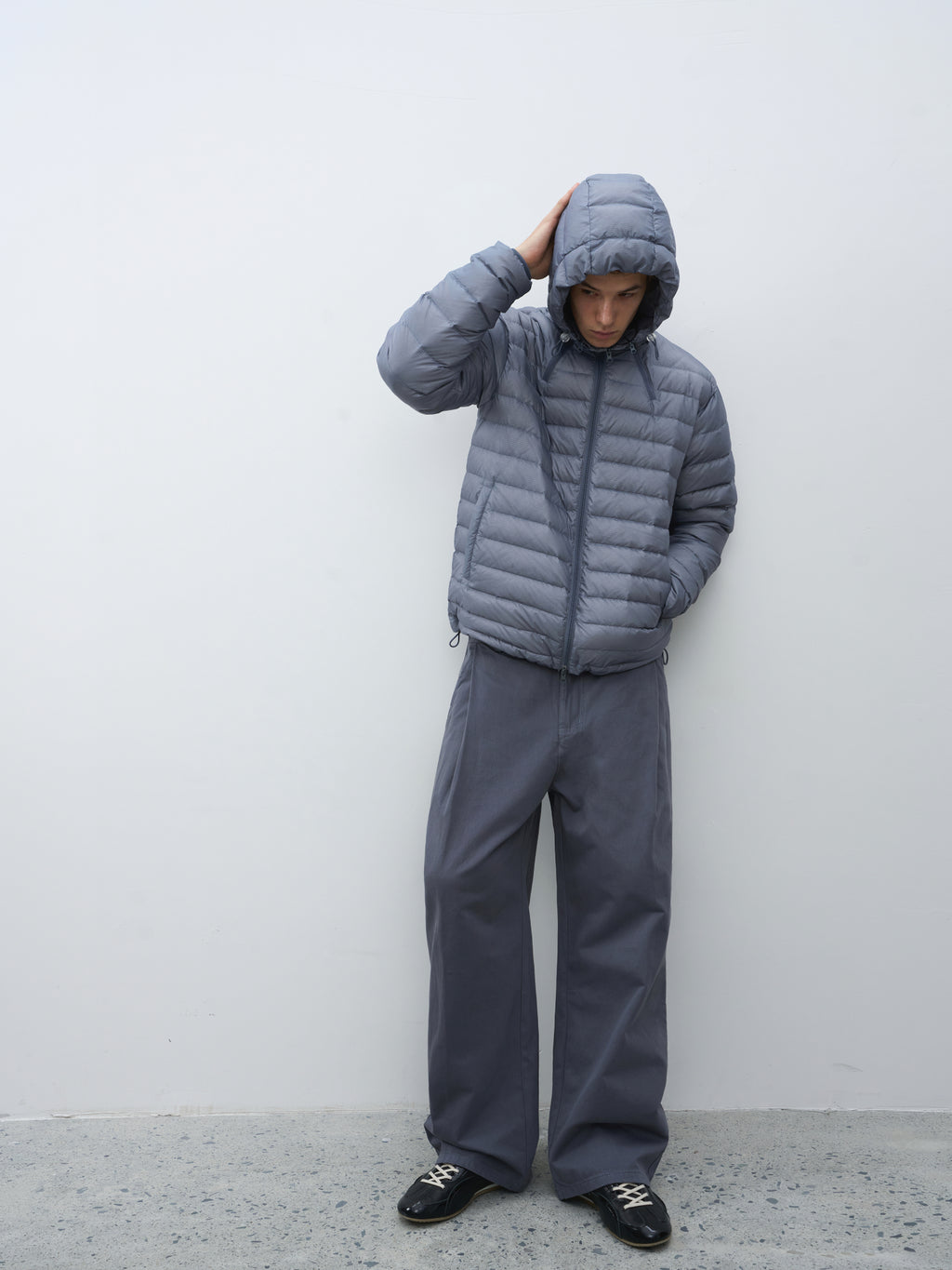 Micro-Check Triple-Zip Quilted Down Jacket