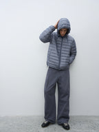 Micro-Check Triple-Zip Quilted Down Jacket