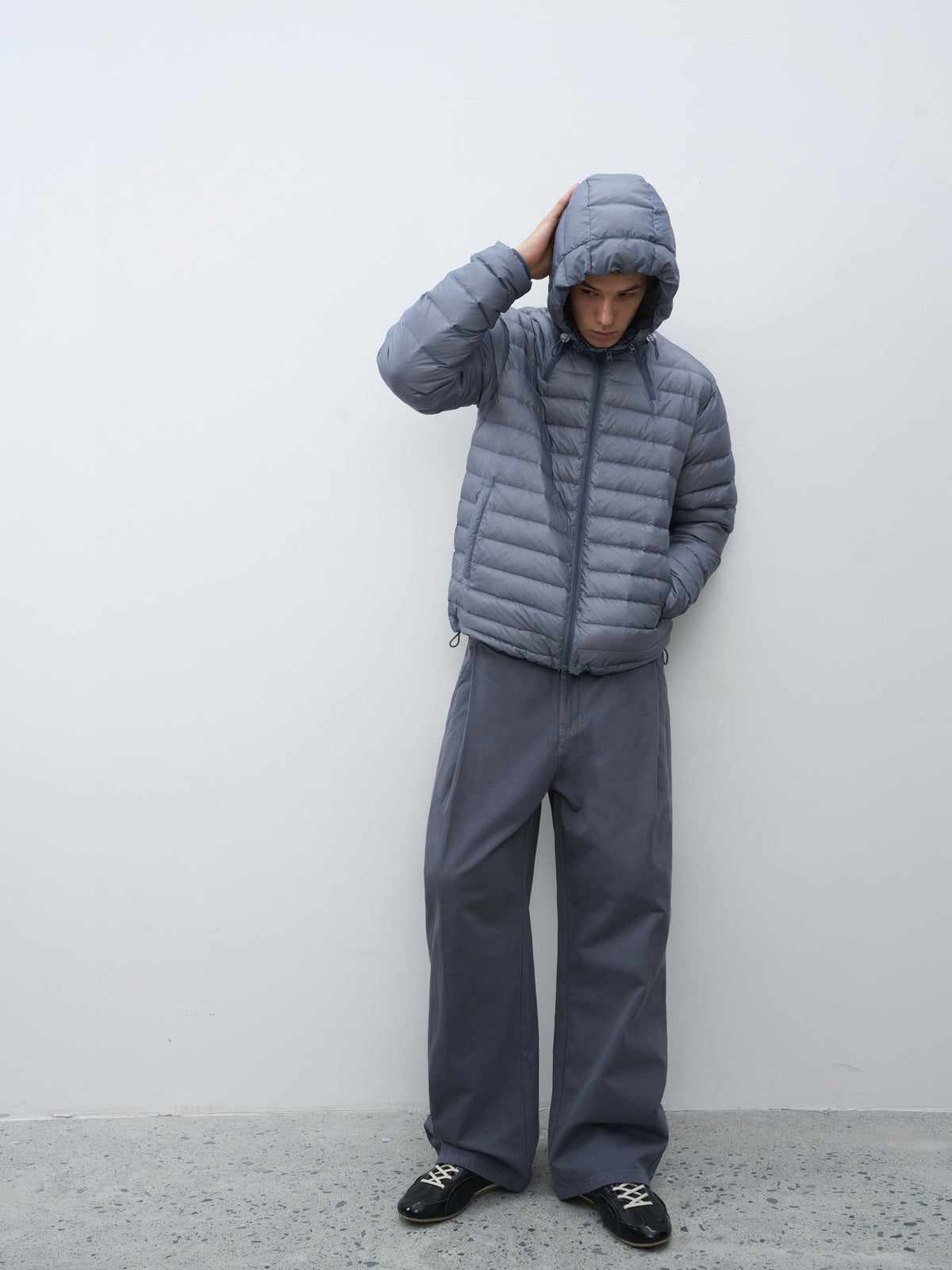 Micro-Check Triple-Zip Quilted Down Jacket