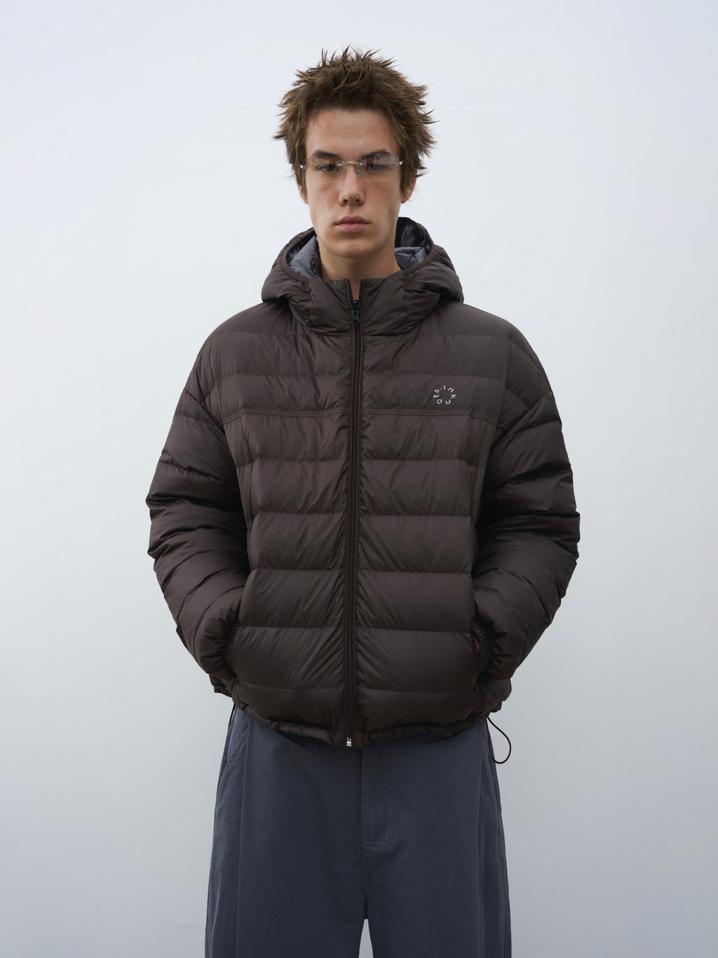 Reversible Hooded Cropped Down Jacket