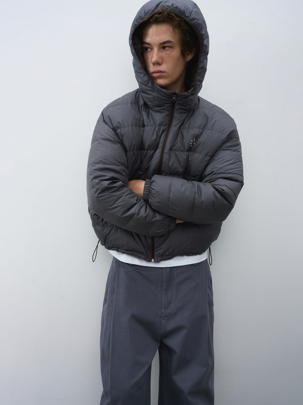 Reversible Hooded Cropped Down Jacket