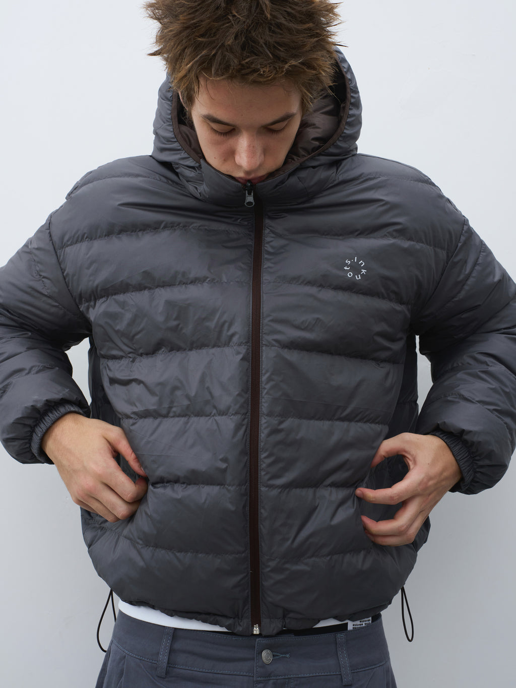 Reversible Hooded Cropped Down Jacket
