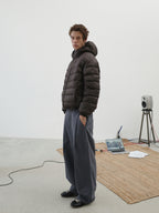 Reversible Hooded Cropped Down Jacket