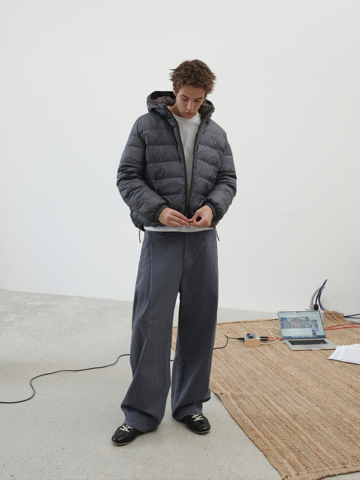 Reversible Hooded Cropped Down Jacket