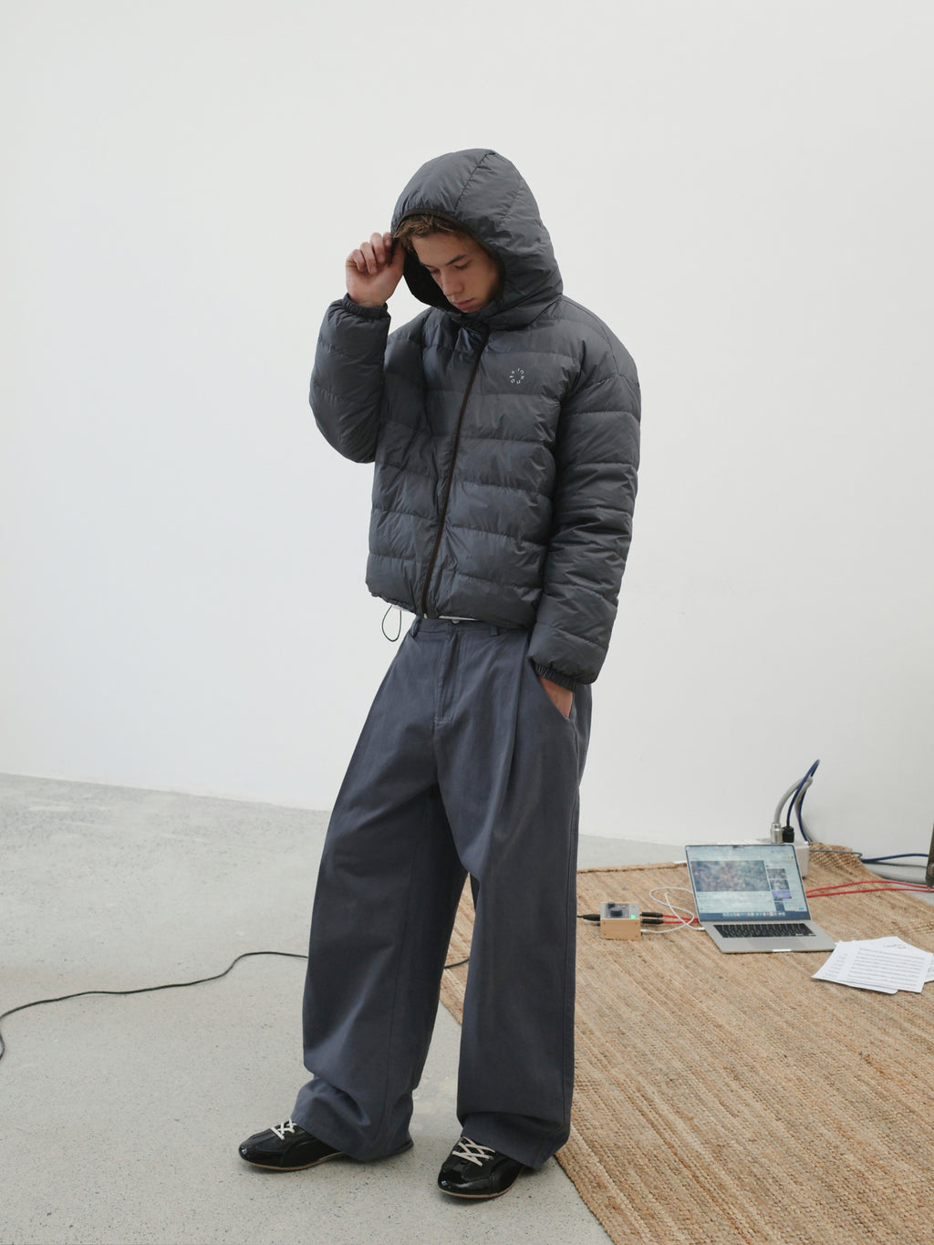 Reversible Hooded Cropped Down Jacket