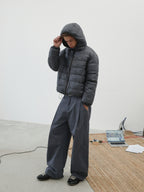Reversible Hooded Cropped Down Jacket