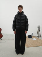 Drawstring Hooded Quilted Down Jacket
