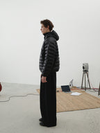 Drawstring Hooded Quilted Down Jacket