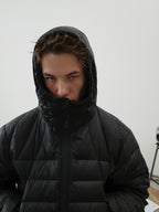 Drawstring Hooded Quilted Down Jacket
