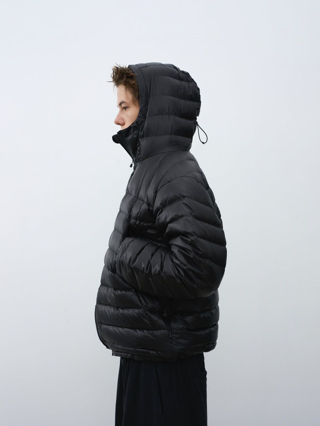 Drawstring Hooded Quilted Down Jacket