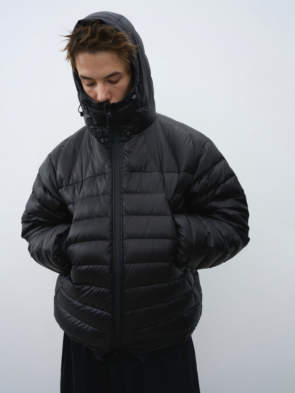 Drawstring Hooded Quilted Down Jacket