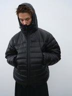 Drawstring Hooded Quilted Down Jacket