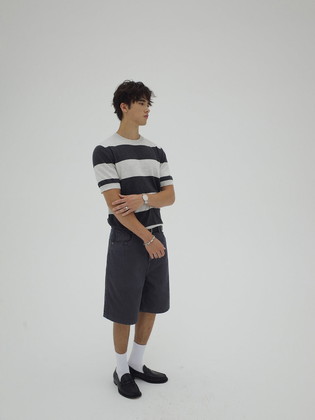 Ink | Contrast Stripe Knit Tee