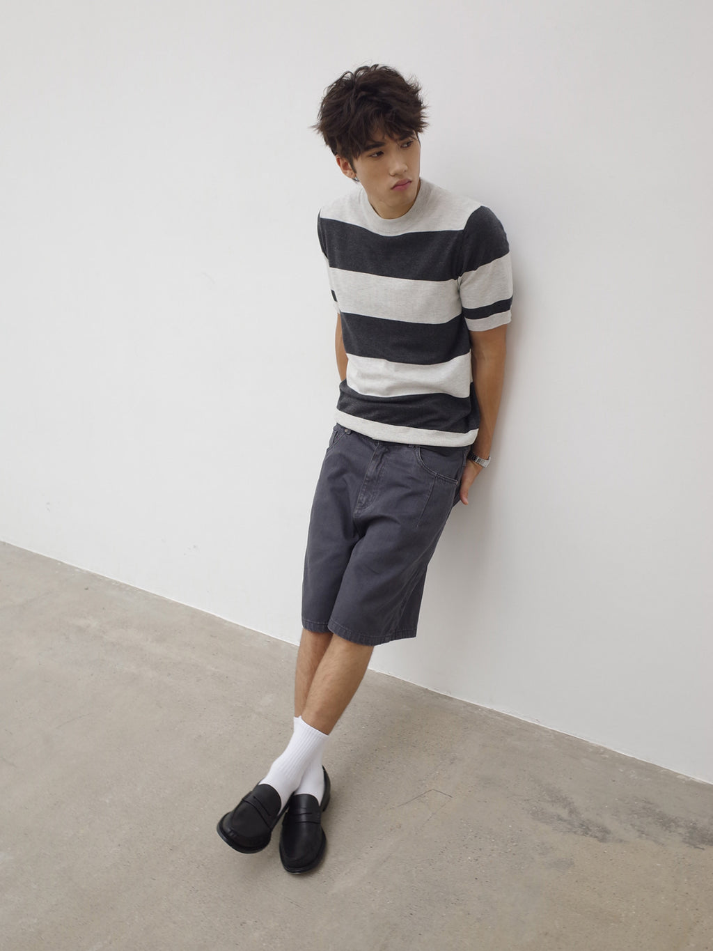 Ink | Contrast Stripe Knit Tee