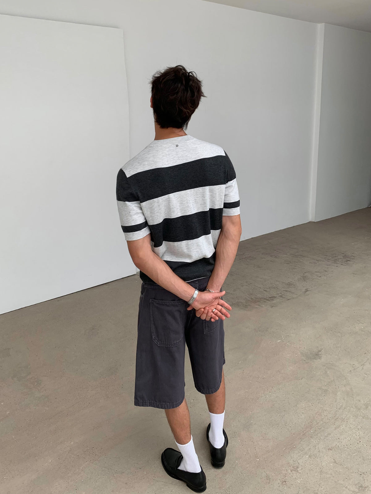 Ink | Contrast Stripe Knit Tee