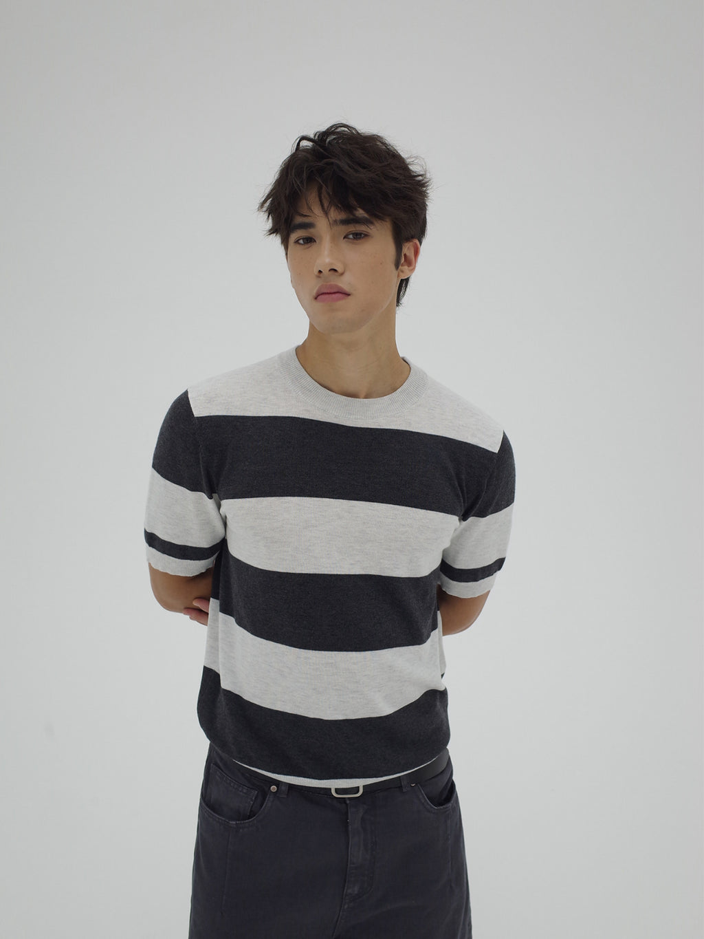 Ink | Contrast Stripe Knit Tee