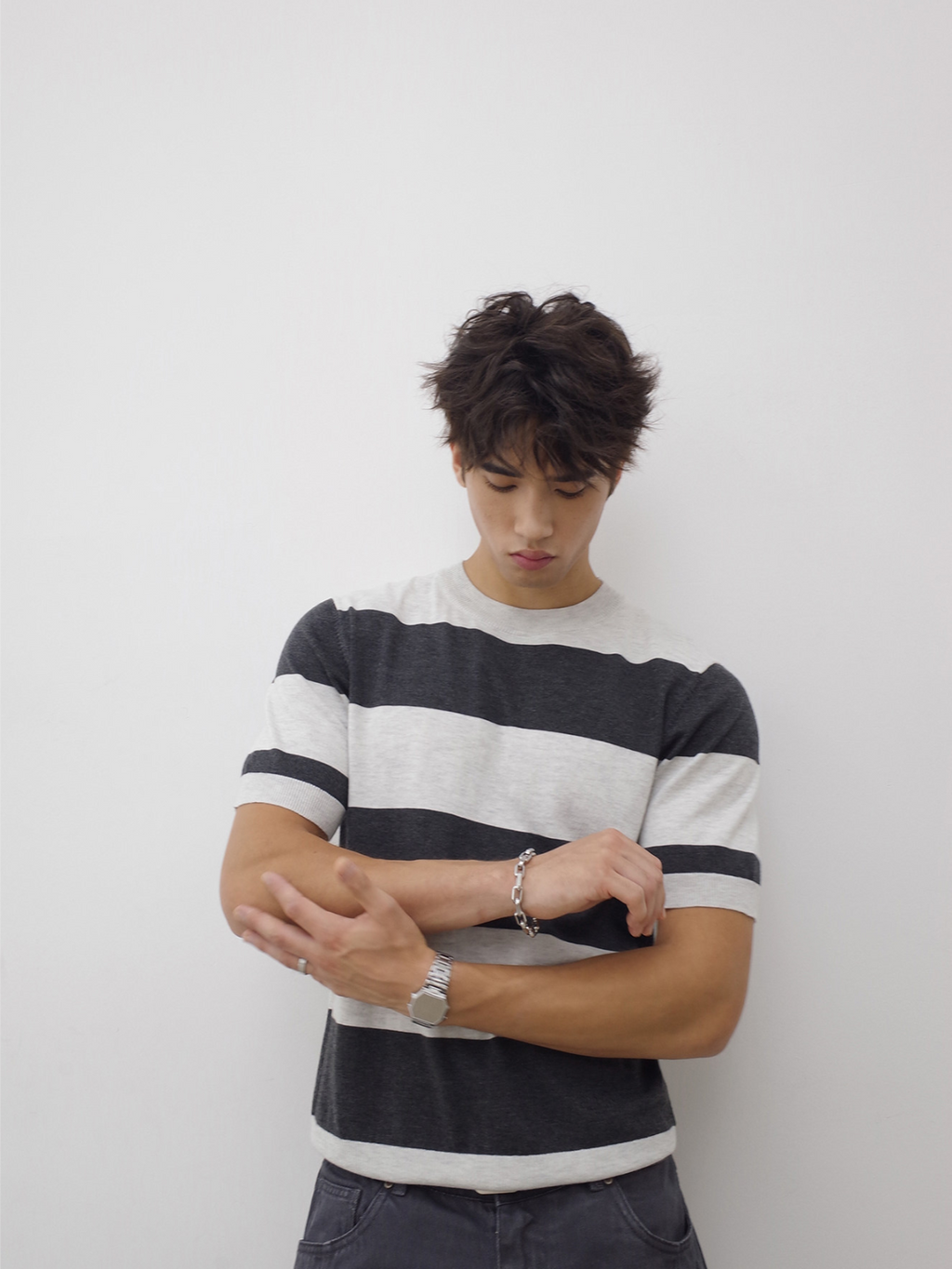 Ink | Contrast Stripe Knit Tee