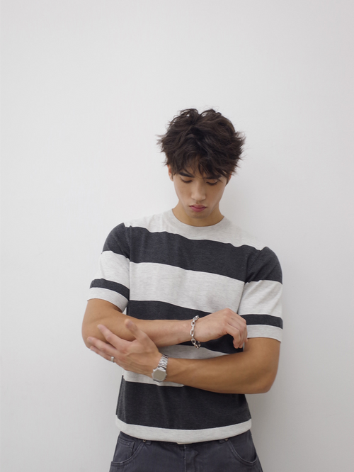 Ink | Contrast Stripe Knit Tee
