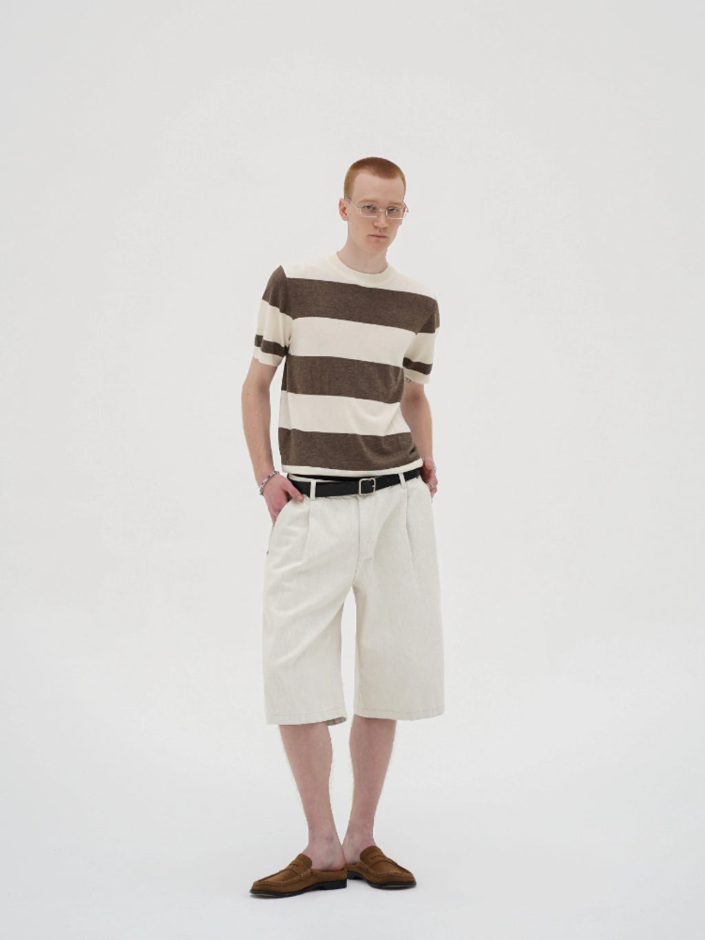 Ink | Contrast Stripe Knit Tee