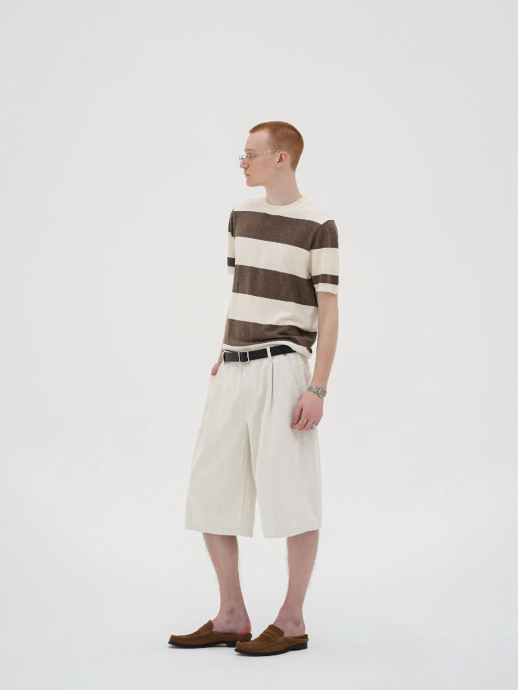 Ink | Contrast Stripe Knit Tee