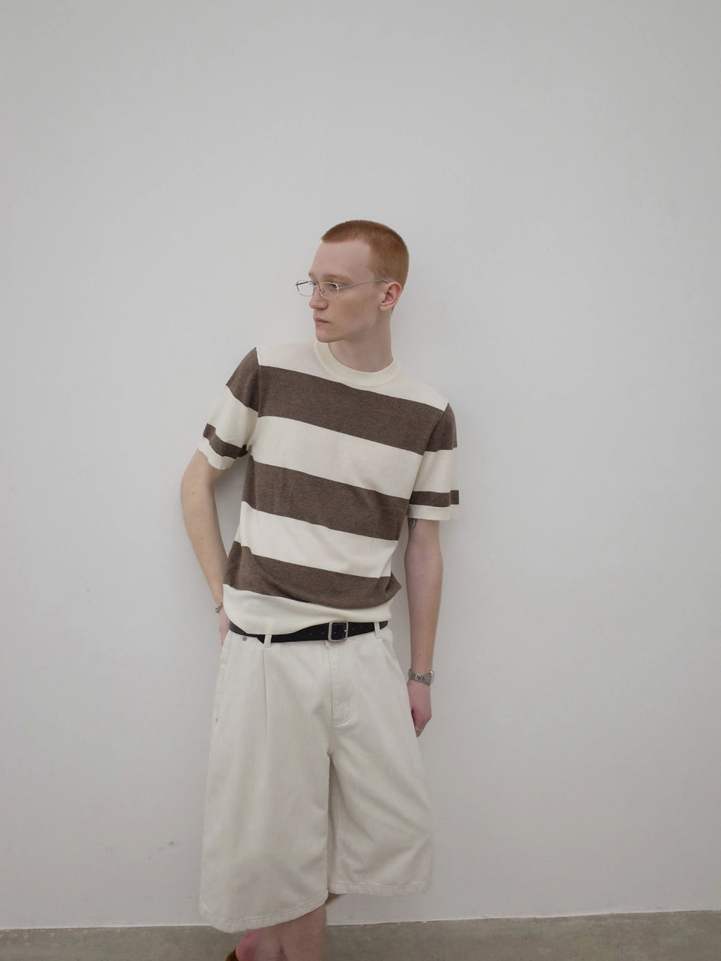 Ink | Contrast Stripe Knit Tee
