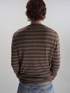 Wool-Blend Striped Henley Knit