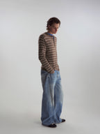 Wool-Blend Striped Henley Knit