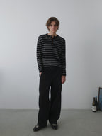 Wool-Blend Striped Henley Knit