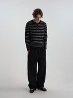 Wool-Blend Striped Henley Knit