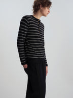 Wool-Blend Striped Henley Knit