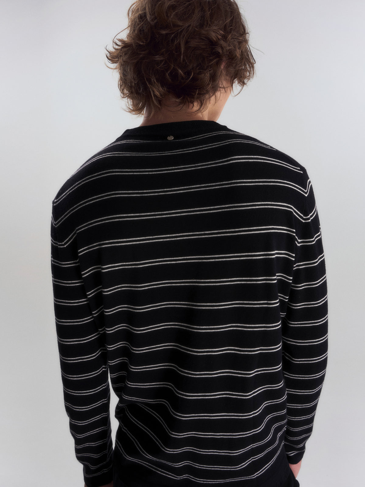 Wool-Blend Striped Henley Knit