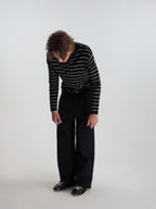 Wool-Blend Striped Henley Knit