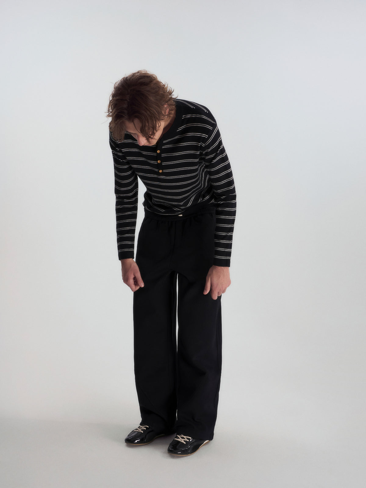 Wool-Blend Striped Henley Knit