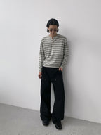 Wool-Blend Striped Henley Knit