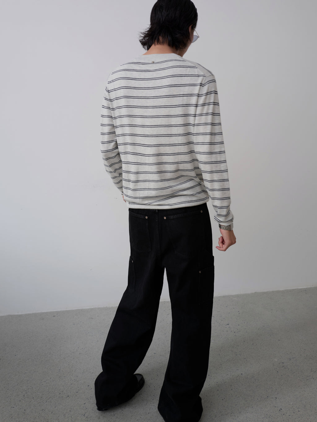 Wool-Blend Striped Henley Knit