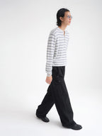 Wool-Blend Striped Henley Knit