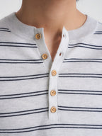 Wool-Blend Striped Henley Knit