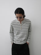 Wool-Blend Striped Henley Knit