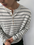 Wool-Blend Striped Henley Knit