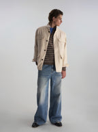 Lyocell Linen Stand Collar Cargo Jacket