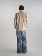 Lyocell Linen Stand Collar Cargo Jacket
