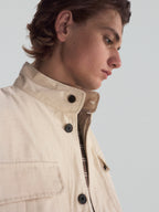 Lyocell Linen Stand Collar Cargo Jacket