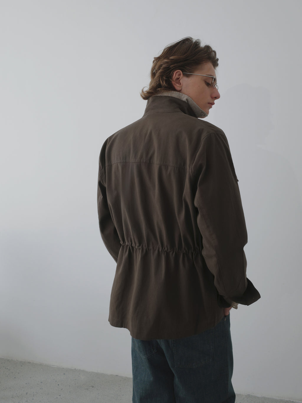 Lyocell Linen Stand Collar Cargo Jacket